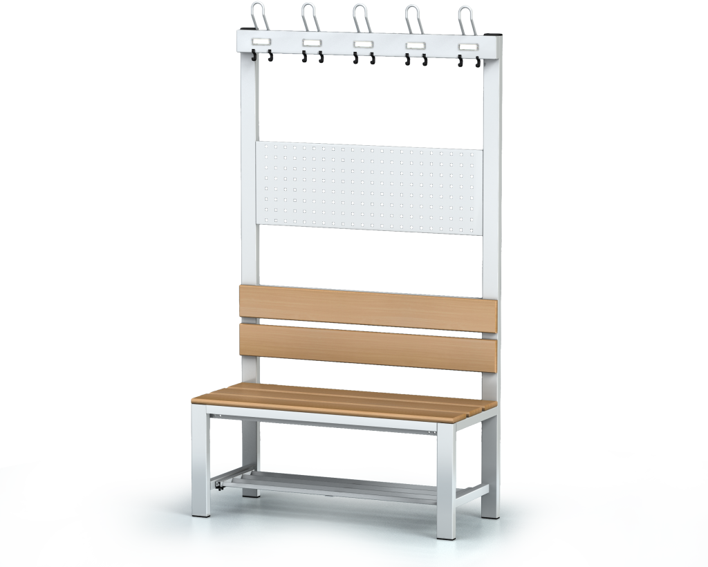 Benches with backrest and racks, beech sticks -  with a reclining grate 1800 x 1000 x 430